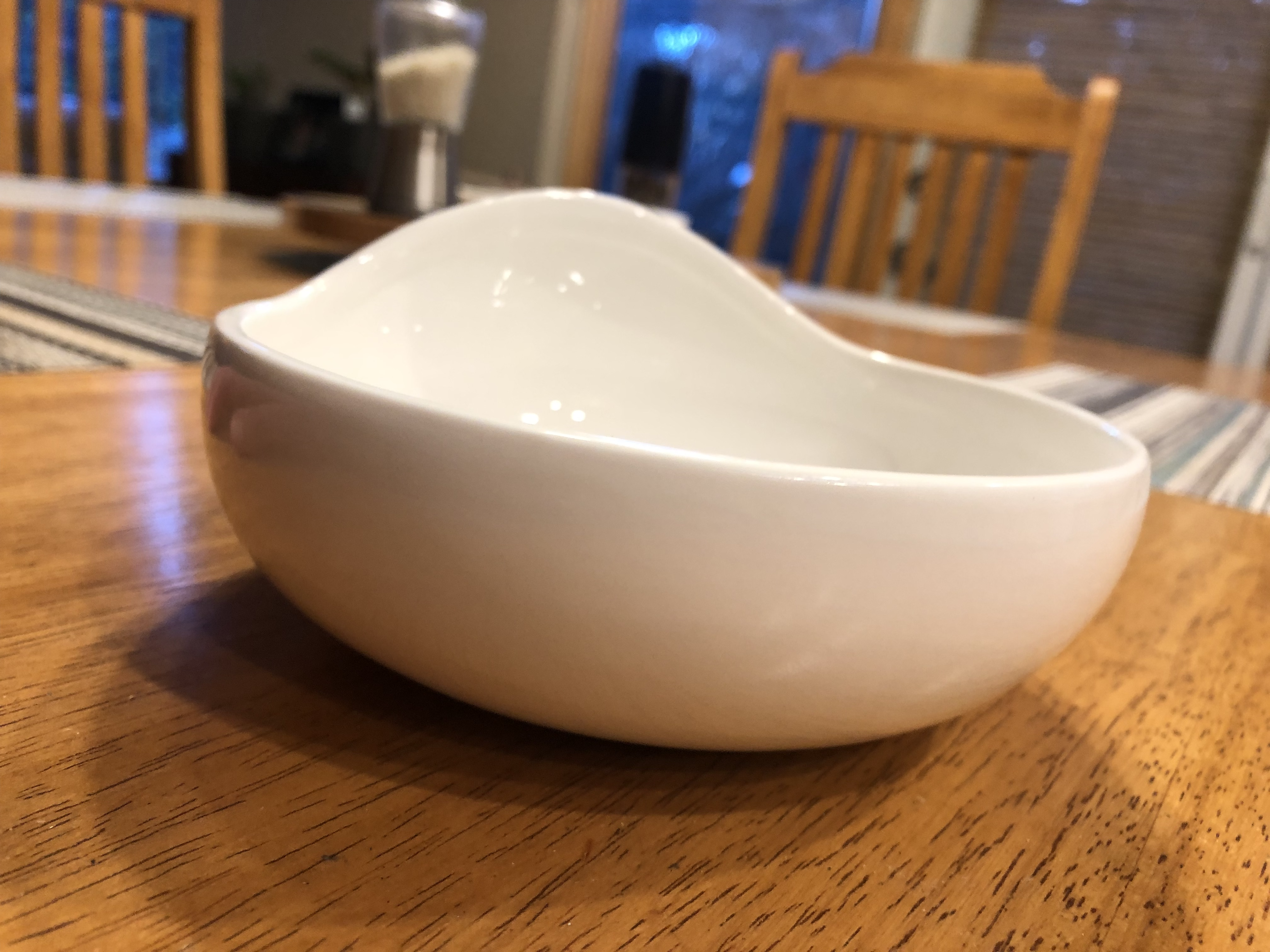 Side view of The Palada bowl showcasing the distinctive non-spill ridge design